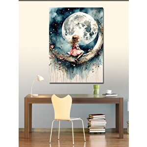 Kanvas Tablo Ay Hilal Ve Küçük Kız 70x100 cm