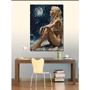 Kanvas Tablo İç Çamaşırlı Kadın Ve Dolunay 70x100 cm