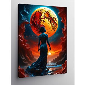 Kanvas Tablo Güneş Dolunay Ve Kadın 70x100 cm
