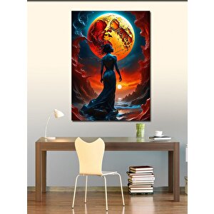 Kanvas Tablo Güneş Dolunay Ve Kadın 70x100 cm