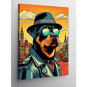 Kanvas Tablo Güneş Gözlüklü Deri Ceketli Köpek 70x100 cm