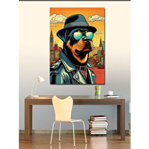 Kanvas Tablo Güneş Gözlüklü Deri Ceketli Köpek 70x100 cm