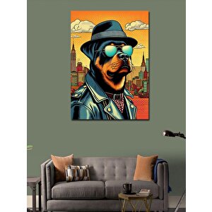 Kanvas Tablo Güneş Gözlüklü Deri Ceketli Köpek 70x100 cm