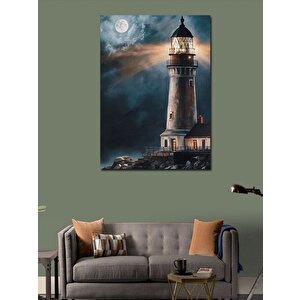 Kanvas Tablo Deniz Feneri Ve Dolunay 70x100 cm