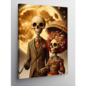 Kanvas Tablo Aşık İskeletler Ve Dolunay