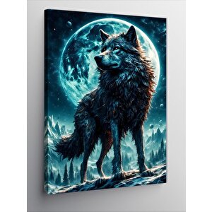 Kanvas Tablo Dolunay Ve Asil Bozkurt 100x140 cm
