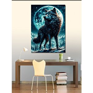Kanvas Tablo Dolunay Ve Asil Bozkurt 100x140 cm
