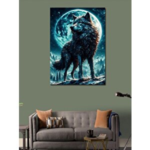 Kanvas Tablo Dolunay Ve Asil Bozkurt 100x140 cm