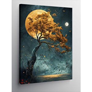 Kanvas Tablo Sarıağaç Ve Dolunay