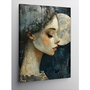 Kanvas Tablo Kız Ve Dolunay 100x140 cm
