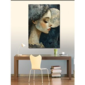 Kanvas Tablo Kız Ve Dolunay 70x100 cm