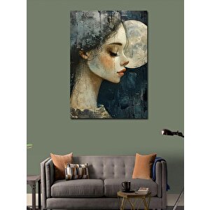 Kanvas Tablo Kız Ve Dolunay 70x100 cm