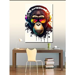 Kanvas Tablo Güneş Gözlüklü Kulaklıklı Maymun 70x100 cm