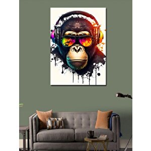 Kanvas Tablo Güneş Gözlüklü Kulaklıklı Maymun 70x100 cm