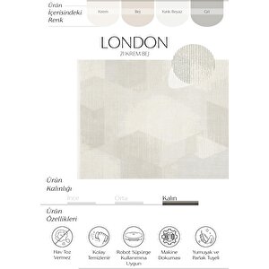London 21 Krem Bej Salon Kesme Halı Antre Hol Halısı Yumuşak Doku Yatak Odası Halısı 80x150 cm