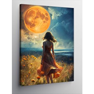 Kanvas Tablo Dolunay Ve Kadın 70x100 cm