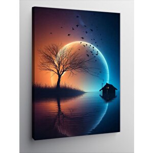 Kanvas Tablo Ağaç Ve Dolunay 70x100 cm