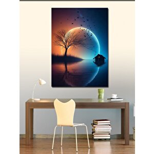 Kanvas Tablo Ağaç Ve Dolunay 70x100 cm