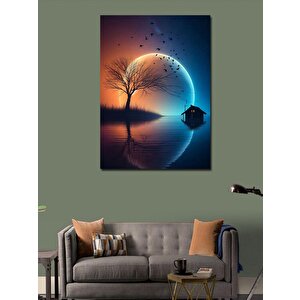 Kanvas Tablo Ağaç Ve Dolunay 70x100 cm