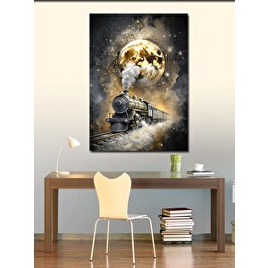 Kanvas Tablo Altın Dolunay Ve Tren 70x100 cm
