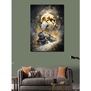 Kanvas Tablo Altın Dolunay Ve Tren 70x100 cm