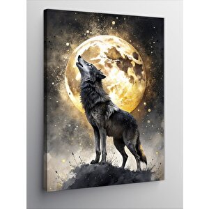 Kanvas Tablo Uluyan Bozkurt Ve Dolunay 100x140 cm