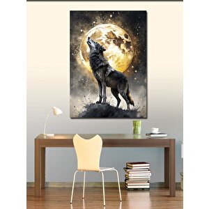 Kanvas Tablo Uluyan Bozkurt Ve Dolunay 100x140 cm