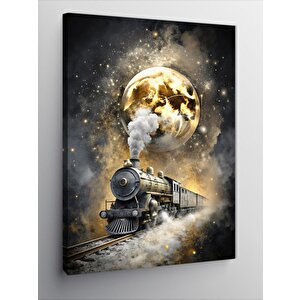 Kanvas Tablo Altın Dolunay Ve Tren