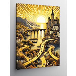 Kanvas Tablo Güneş Manzarası Ve Otoyol 100x140 cm
