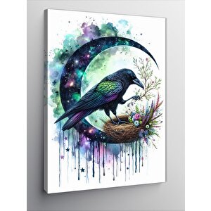 Kanvas Tablo Hilal İçindeki Karga 70x100 cm