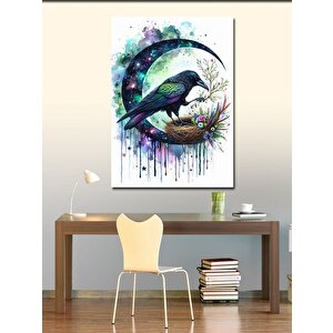 Kanvas Tablo Hilal İçindeki Karga 70x100 cm
