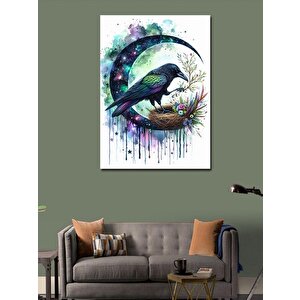 Kanvas Tablo Hilal İçindeki Karga 70x100 cm