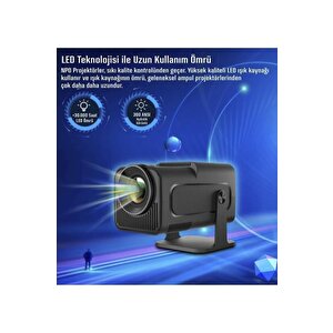 Torima  Hy320 Siyah Taşınabilir Sinema Projektörü 4k 1080p Ev Sineması Bluetooth Android Akıllı Projeksiyon Wifi