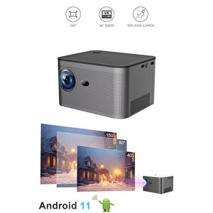 Torima  Hy350 Gri Taşınabilir Sinema Projektörü 4k 1080p Ev Sineması Bluetooth Android Akıllı Projeksiyon Wifi