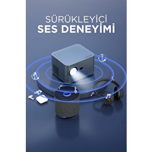 Torima  Hy350 Gri Taşınabilir Sinema Projektörü 4k 1080p Ev Sineması Bluetooth Android Akıllı Projeksiyon Wifi