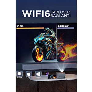 Torima  Hy350 Gri Taşınabilir Sinema Projektörü 4k 1080p Ev Sineması Bluetooth Android Akıllı Projeksiyon Wifi
