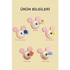 Torima Cmr-16 Mor Mini 1080p Hd Çocuk Kamera Dijital Fotoğraf Makinesi 2.0 Inç Ekran 5 Adet Oyun