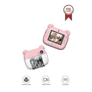 Dijital Fotoğraf Makinesi Çocuk Termal Resim Kağıt Baskılı Yazıcı Kamera Makinesi Cmr14 Pembe