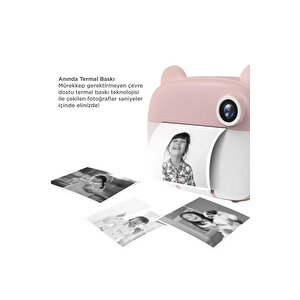 Dijital Fotoğraf Makinesi Çocuk Termal Resim Kağıt Baskılı Yazıcı Kamera Makinesi Cmr14 Pembe