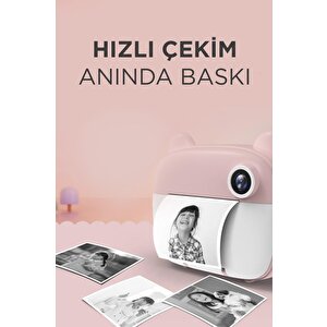 Torima Trm-cmr14 Pembe Dijital Video Kayıt Fotoğraf Çocuk Kamerası Anlık Termal Resim Kağıt Baskılı Yazıcı