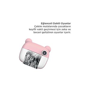 Dijital Fotoğraf Makinesi Çocuk Termal Resim Kağıt Baskılı Yazıcı Kamera Makinesi Cmr14 Pembe