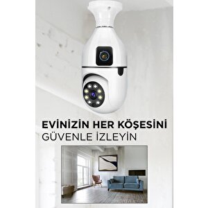 Cmr-13 Çift Kameralı 360° Full Hd 1080p Ampül Smart Ip Güvenlik Kamerası