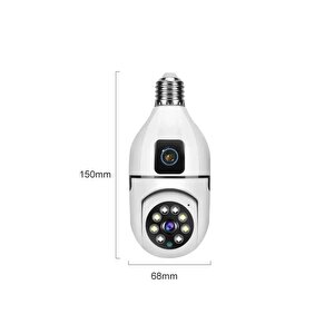 Cmr-13 Çift Kameralı 360° Full Hd 1080p Ampül Smart Ip Güvenlik Kamerası