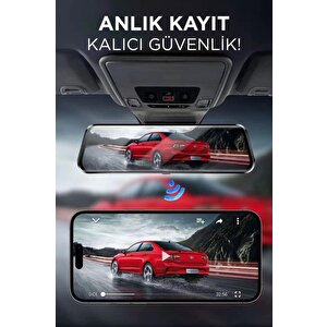 Torima Ta-06 Siyah 1080p Araç Içi Lcd 9.6 Inç Dokunmatik Ekranlı Dikiz Aynası Gece Görüşlü Ön Ve Arka Araç Kamerası