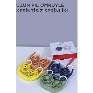 Torima F-10 Yeşil Eller Serbest Boyuna Asılabilir Şarjlı 3 Kademeli Vantilatör Klima Soğutucu Fan