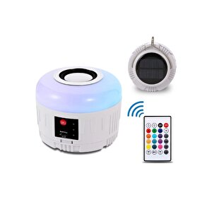 Solar Güneş Enerjili Kamp Çadır Lambası Işığı Bluetooth Hoparlör Rgb Led Kumandalı Aydınlatma