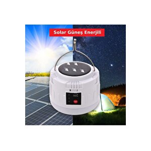 Solar Güneş Enerjili Kamp Çadır Lambası Işığı Bluetooth Hoparlör Rgb Led Kumandalı Aydınlatma