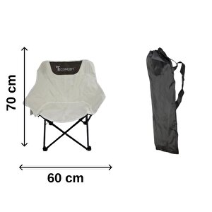 T.concept Konforlu Kolay Taşınabilir Metal Ayaklı Katlanabilir Geniş Kamp Sandalye Beyaz Renk