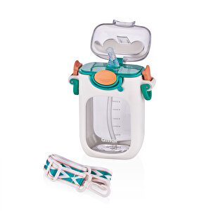 Tavşan Kulaklı Pipetli Tritan Su Matarası Beyaz 400 Ml