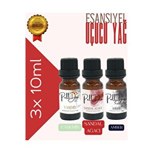 3'lü Yağ Yasemin-amber-sandal Ağacı Buhurdanlık Yağı Difüzör Esansı Aromaterapi 3x10ml